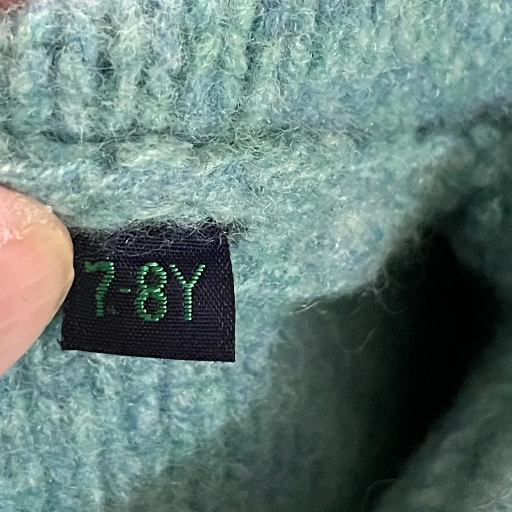 Mini Boden Lambswood Cardigan Sweater Wood Toggle Buttons 7-8 Years Light Blue